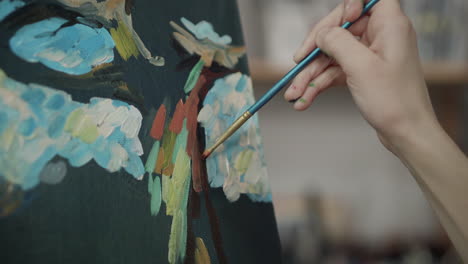 woman painting flowers on canvas