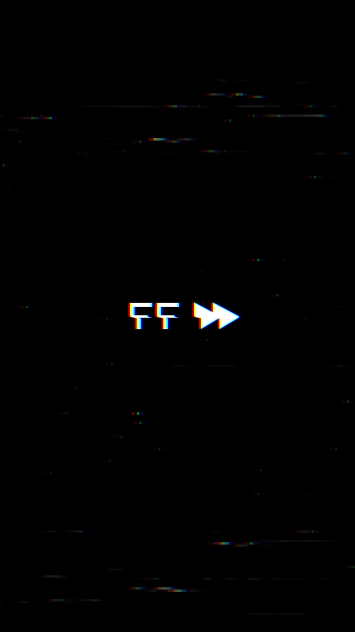 Fast Forward Symbol with Glitch Effect on Black Background