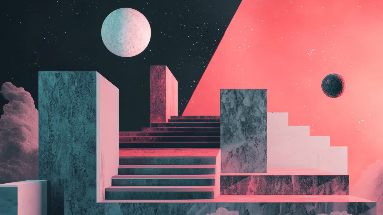 Abstract Futuristic Scene with Stairs
