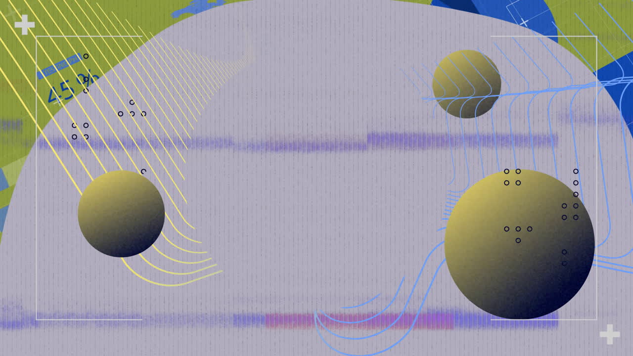 Animazione di forme geometriche con linee e cerchi su sfondo testurizzato