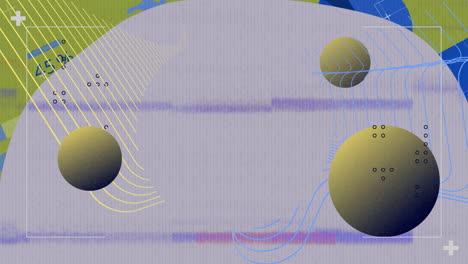 animation of geometric shapes with lines and circles on textured background