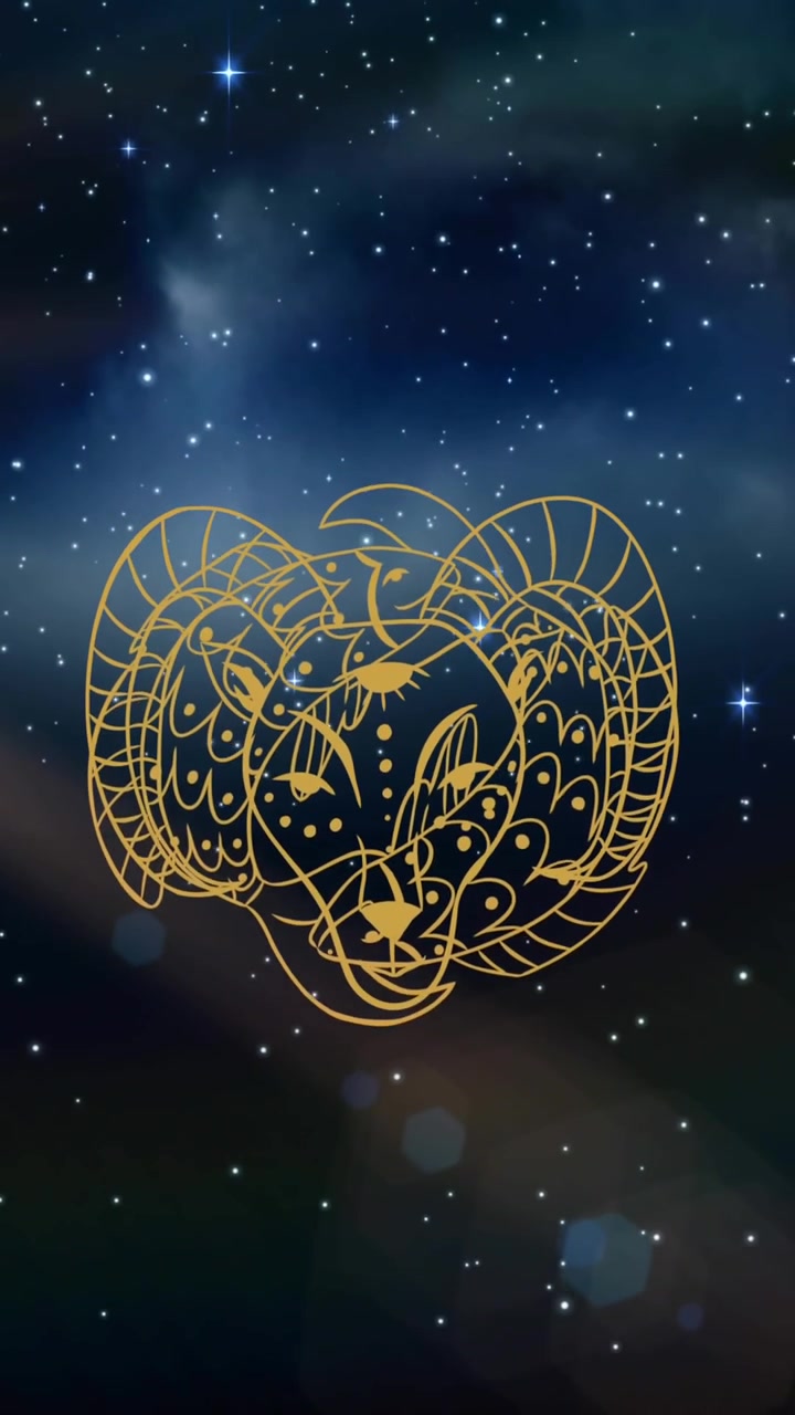 Animation of capricorn star sign symbol over glowing stars