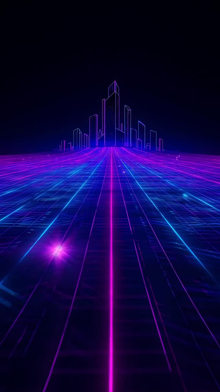 Retro-futuristico Sci-Fi Retrowave Griglia Neon 4K