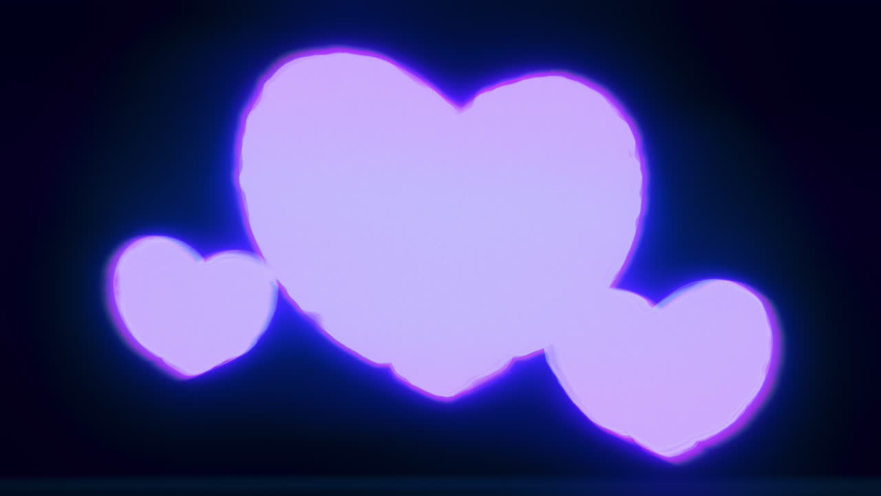 Blue energy heart shapes on a dark background