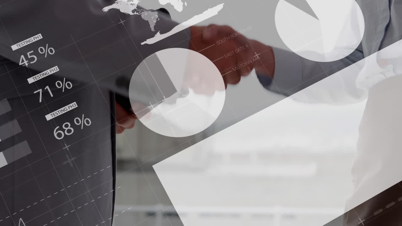 Animation of data processing with handshake in background