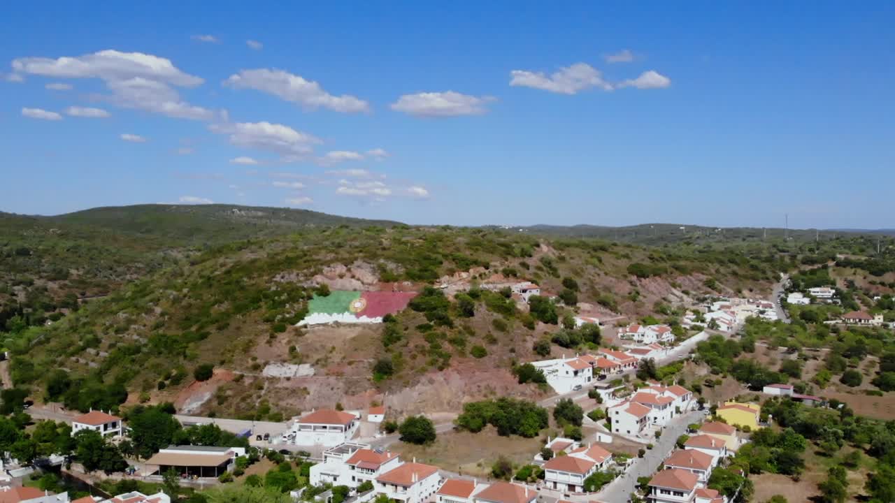 Aerial View of Portuguese Flag Painted on Hillside