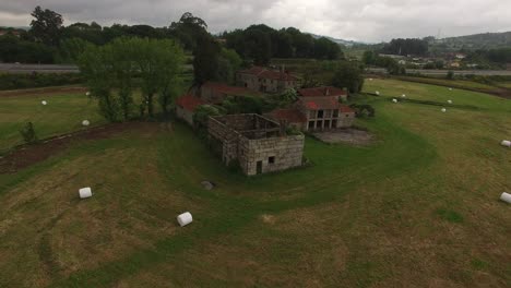 abandoned farm and agriculture fields aerial view