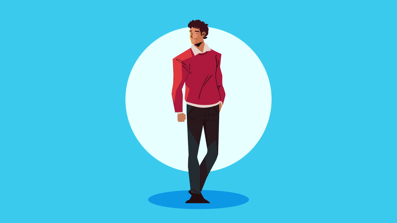 젊은 남자 모델 캐릭터 애니메이션