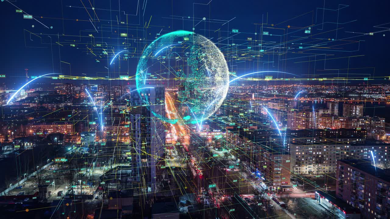 Concetto di smart city e rete di comunicazione. 5G. IoT Internet of Things. Telecomunicazioni.