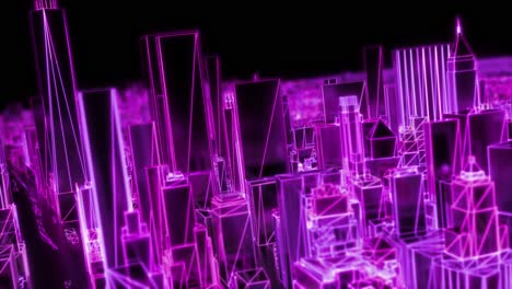 city neon glowing dof model new york nyc flyover wireframe skyscraper 80s 4k