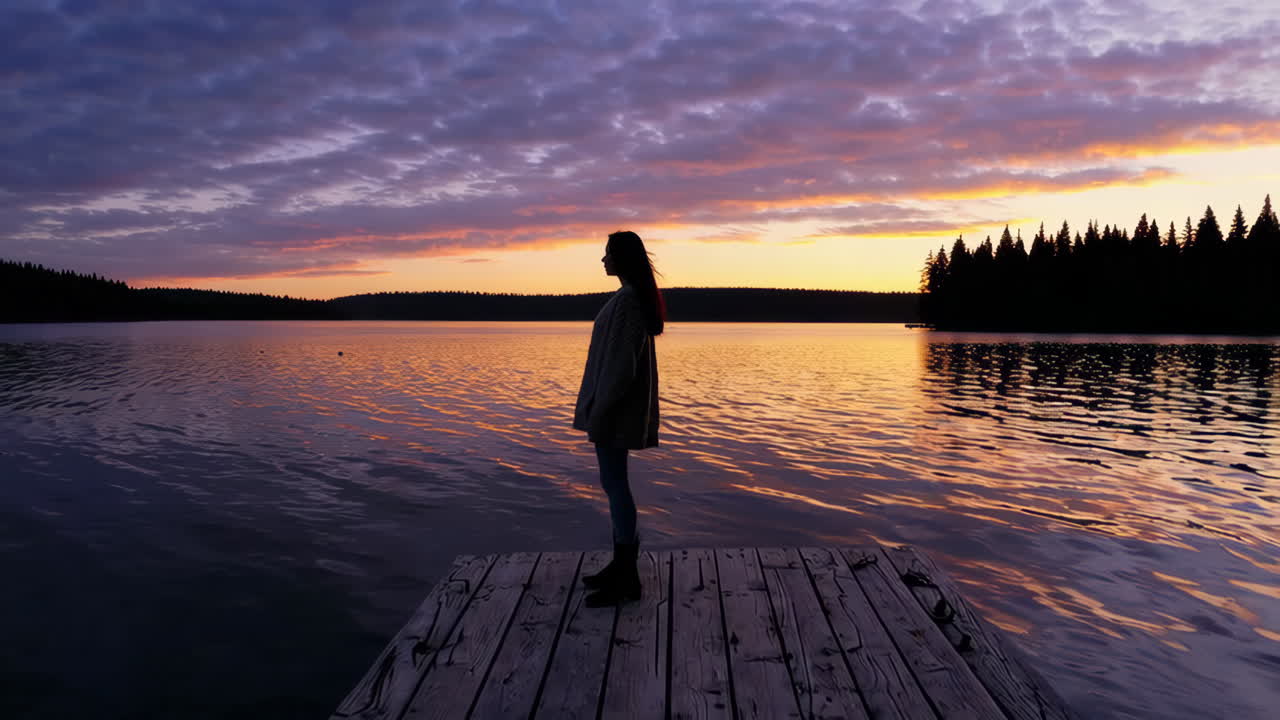 Woman on a Pier at Sunset
