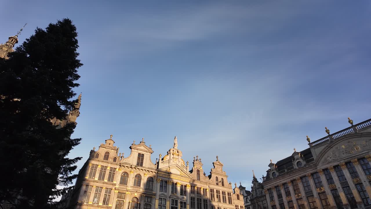 Slow motion view of the historic Grand Place square in Brussels
