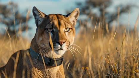 mountain lion in tall grass