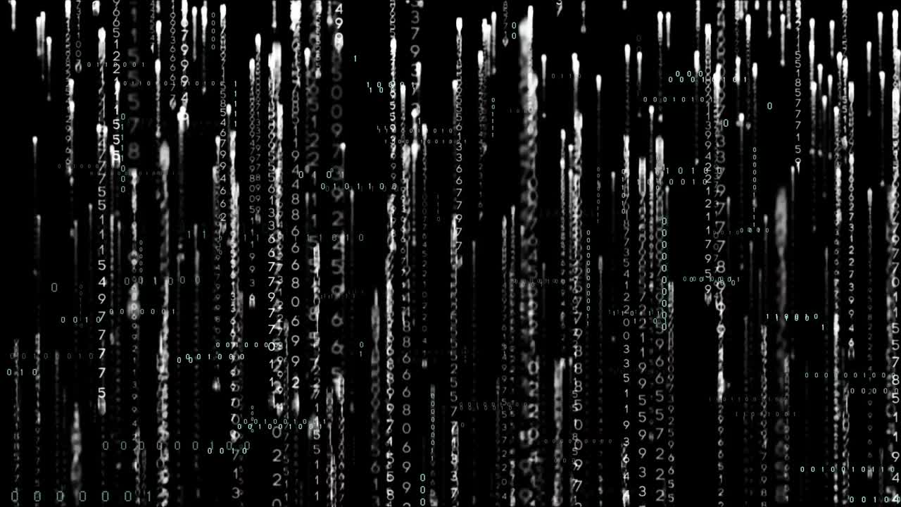 Animation of data processing on black background