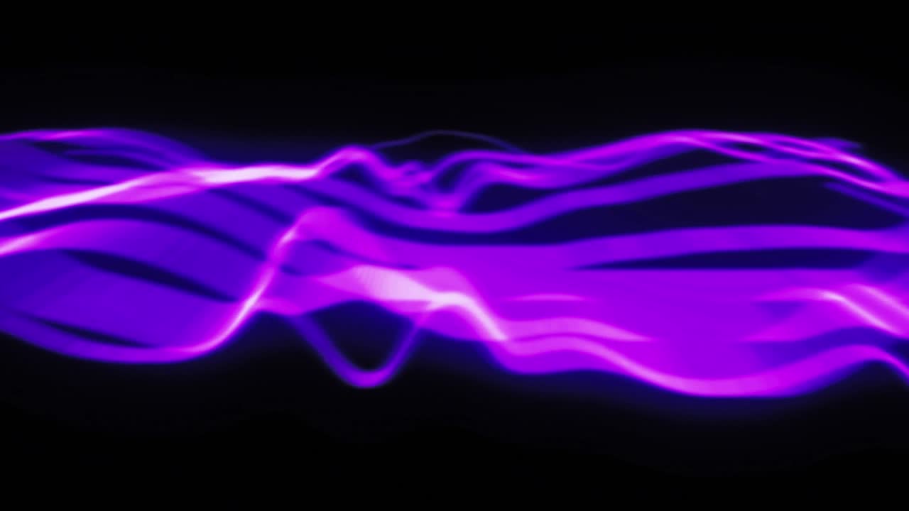 Glowing purple bands undelating and scrolling seamlessy across a black background