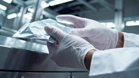 factory worker inspecting packaging