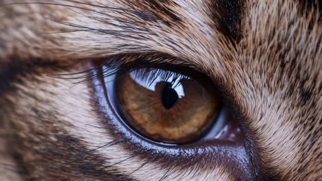 close-up of a cat's eye with detailed fur and iris