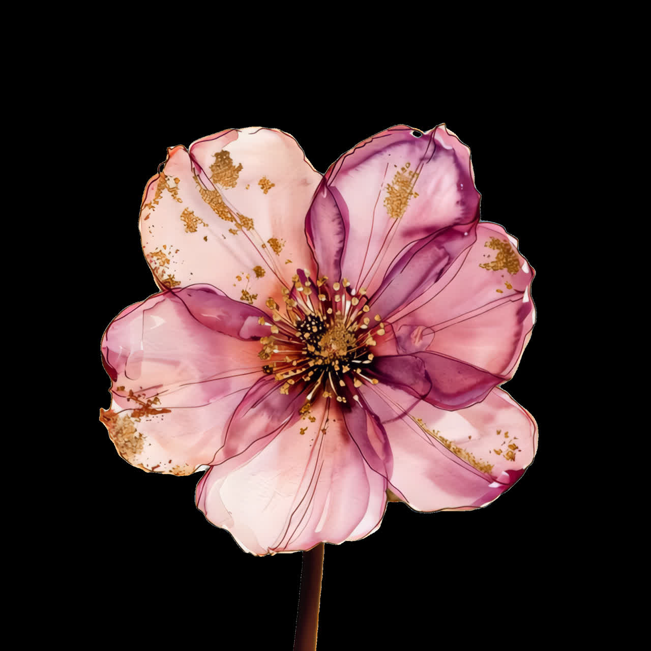 Delicate floral piece animation isolated asset, transparent 4K video, alpha channel, ProRes 4444