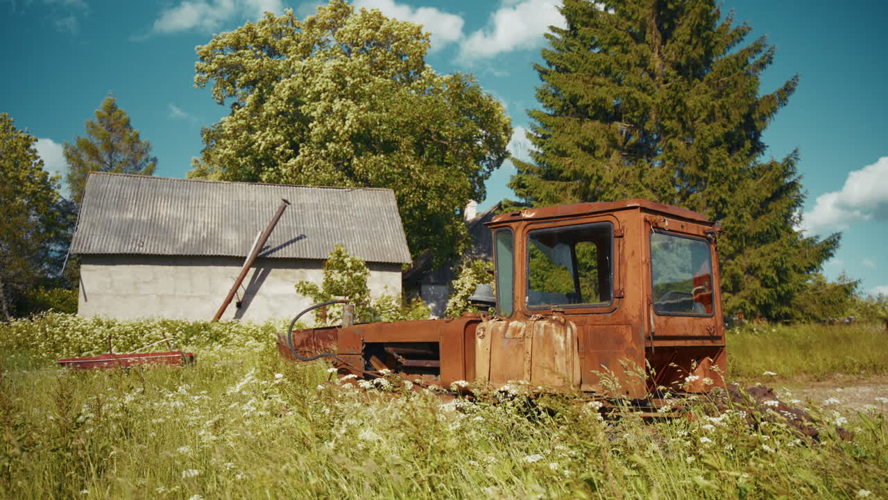 Rusty Tractor in a Country Field