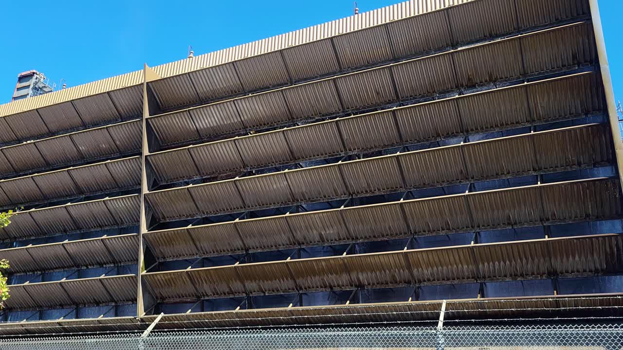Wide Tilt Down Shot of the Co-Op City Power Plant in the Bronx NYC