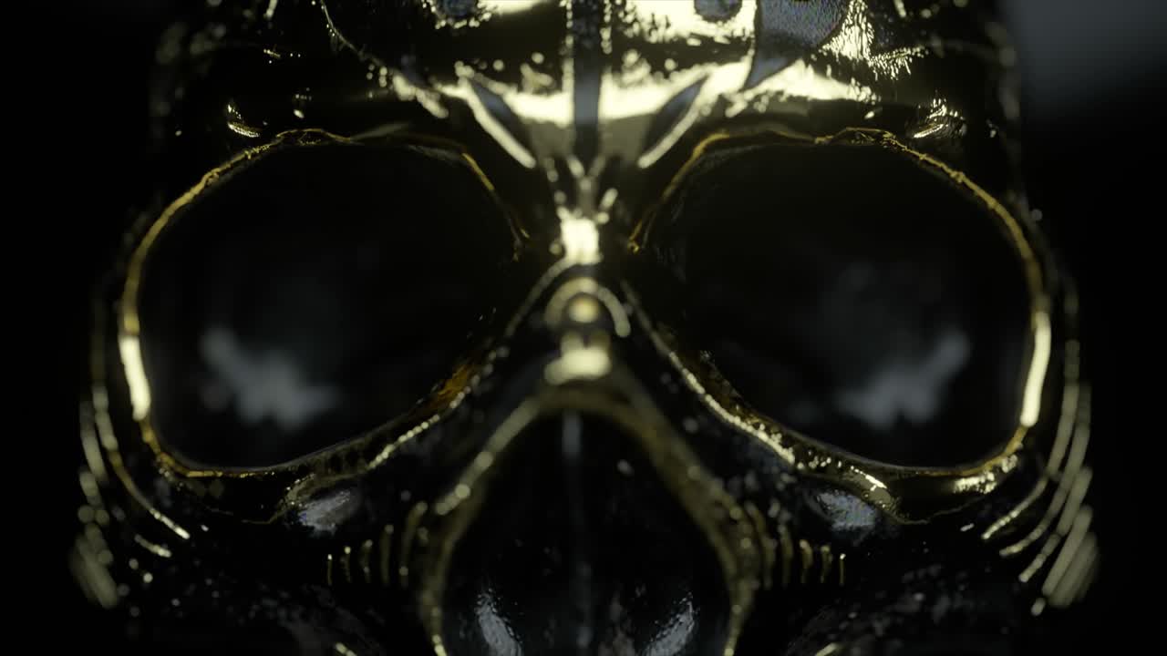 cráneo dorado detallado