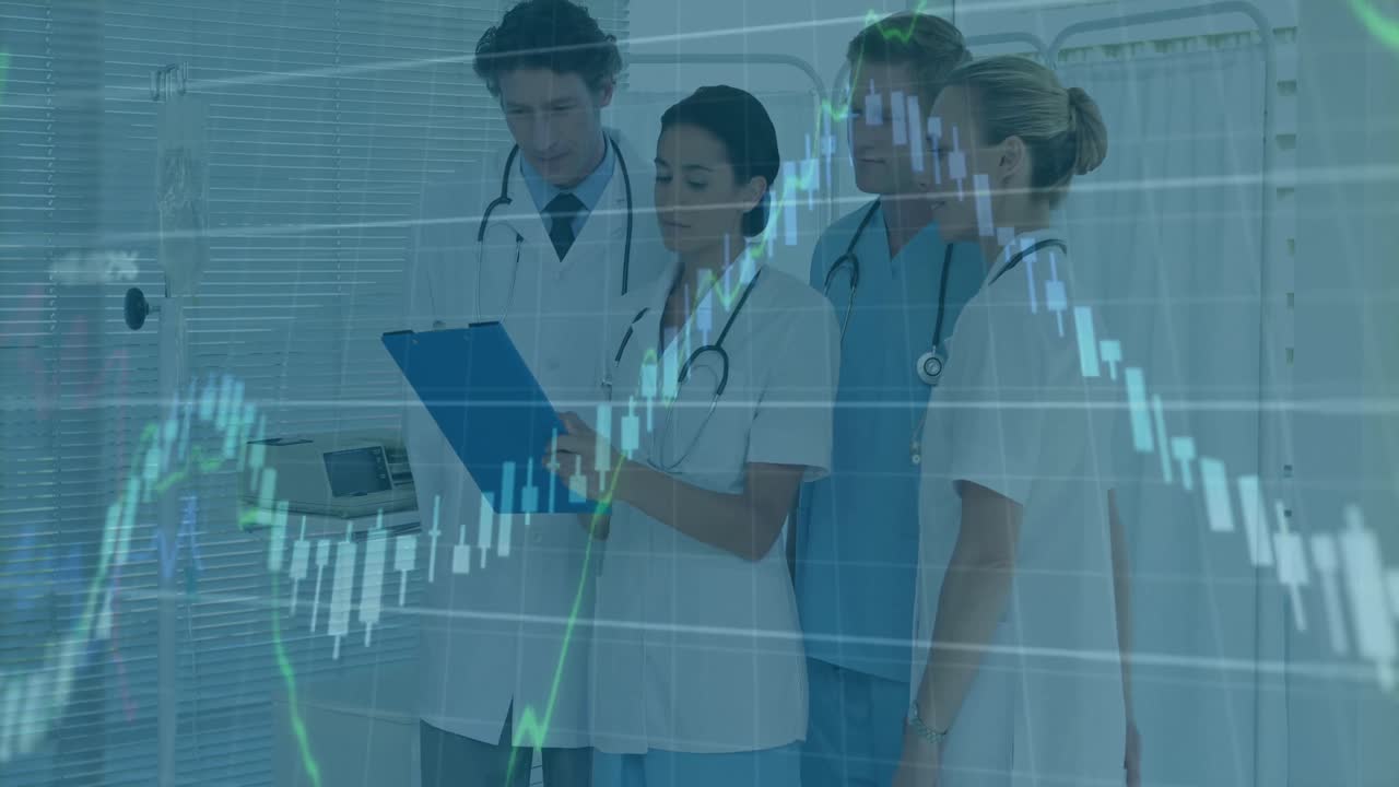 다양한 의사들에 대한 데이터 처리의 애니메이션