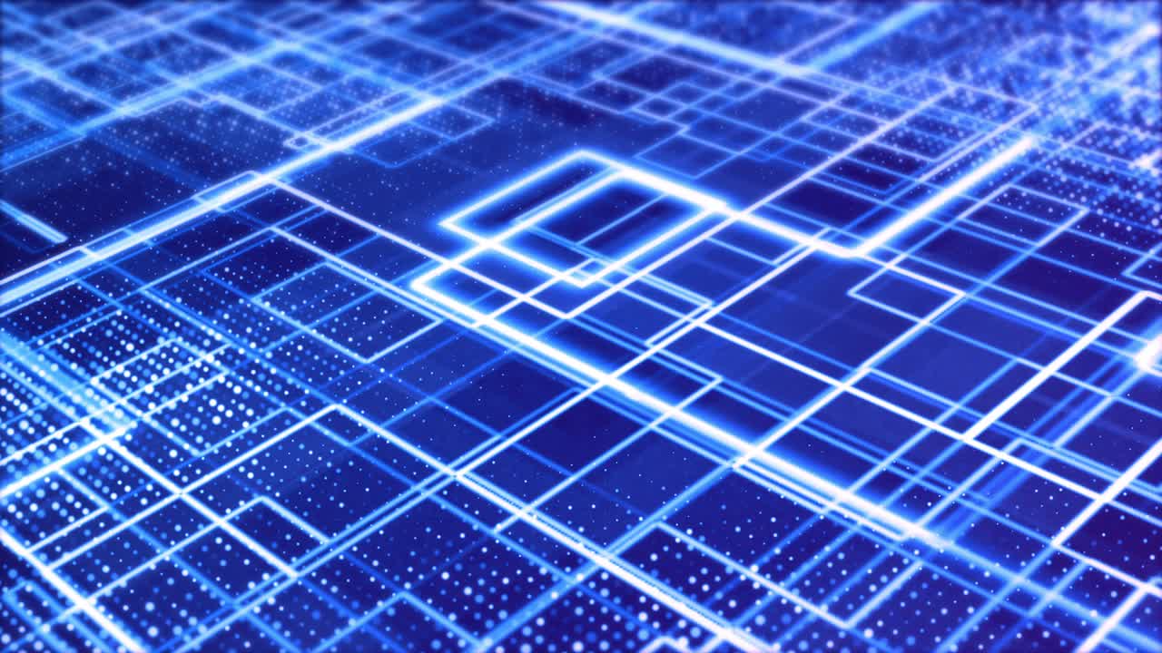 디지털 파란 선 기하학적 배경, 모션, 추상적인 배경