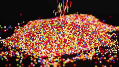 vibrant sprinkles cascading into a colorful mound