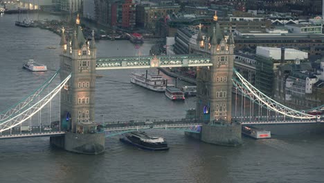 aerial view of london tower bridge in the evening