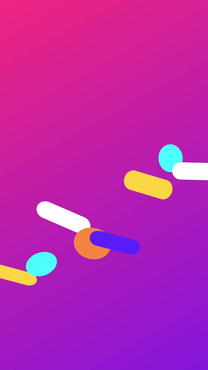 Animação abstrata de formas geométricas coloridas flutuando em um fundo com degradê