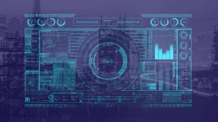 Animation of digital interface over cityscape