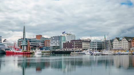 view of a marina in tromso, north norway