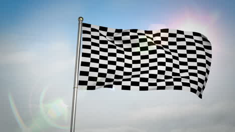 Checkered-flag-against-blue-sky