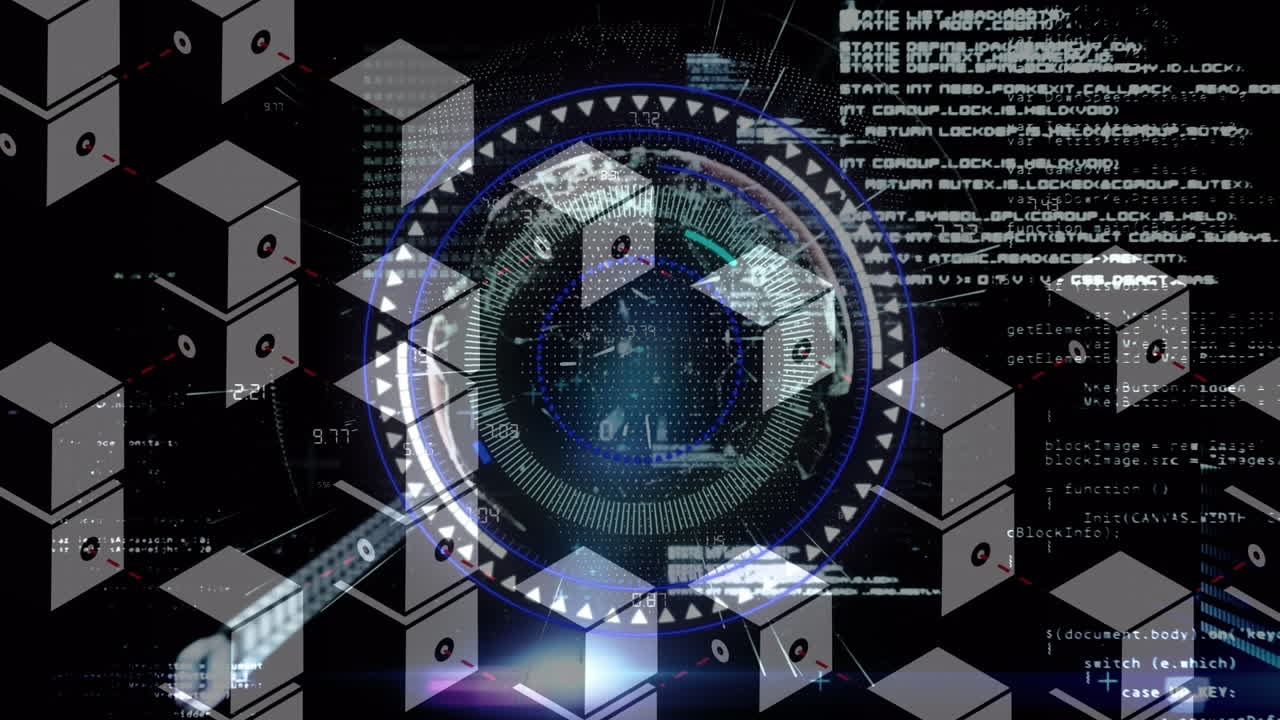 Animation of data processing and cubes over scope scanning