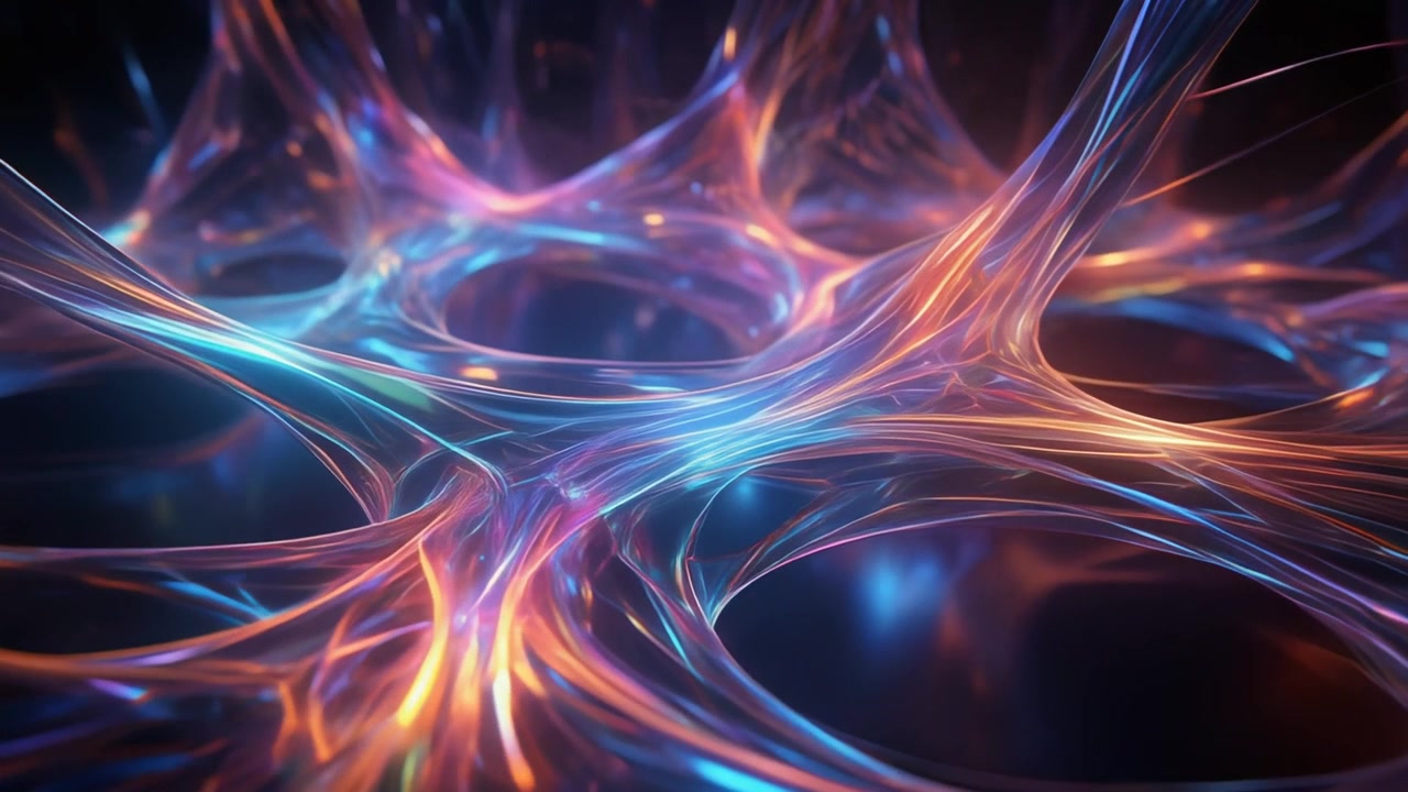 Abstract Glowing Neural Network Structure with Pulsing Light