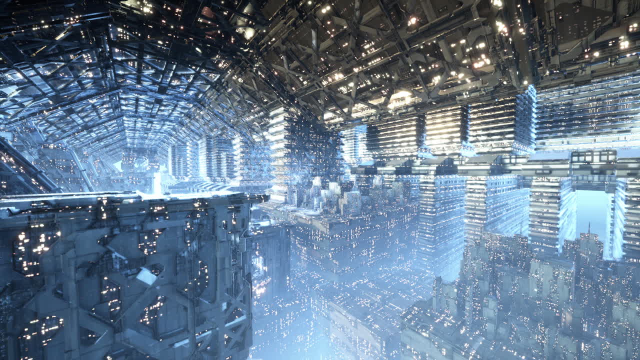 Futuristic sky city showcasing advanced architecture and innovative design