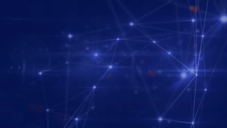 animación de la red de conexiones con luces en espacio azul