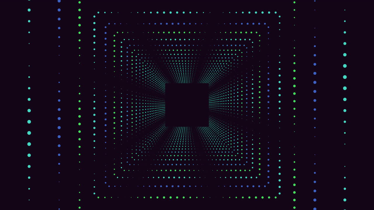 A dynamic black and white image featuring a vibrant pattern of colored dots arranged in a way that suggests movement or vibration