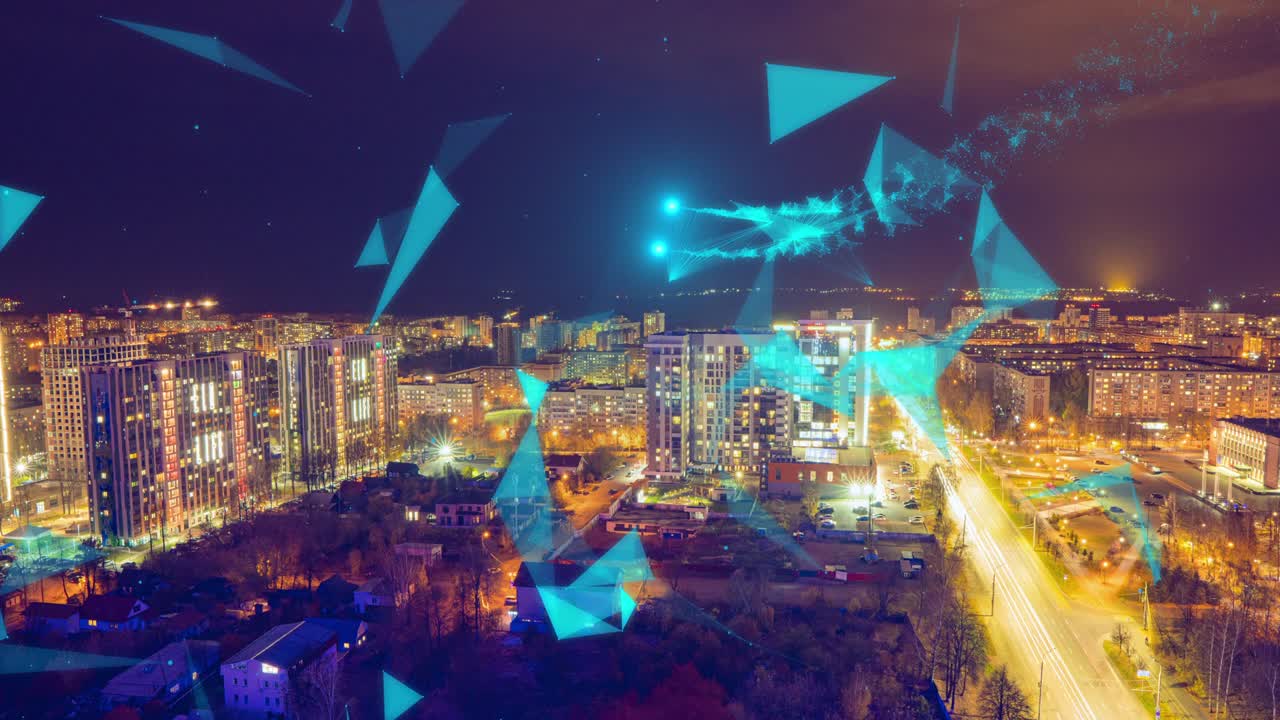 concepto de ciudad digital inteligente, vista aérea, dubai, emiratos árabes unidos, lapso de tiempo, video 4k, bucle