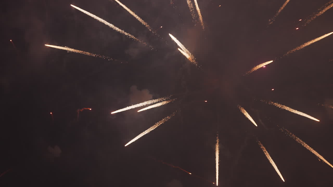 Fogos de artifício espetaculares explodindo no céu noturno escuro