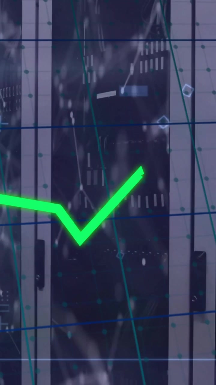 Animazione dell'elaborazione di dati finanziari su server di computer