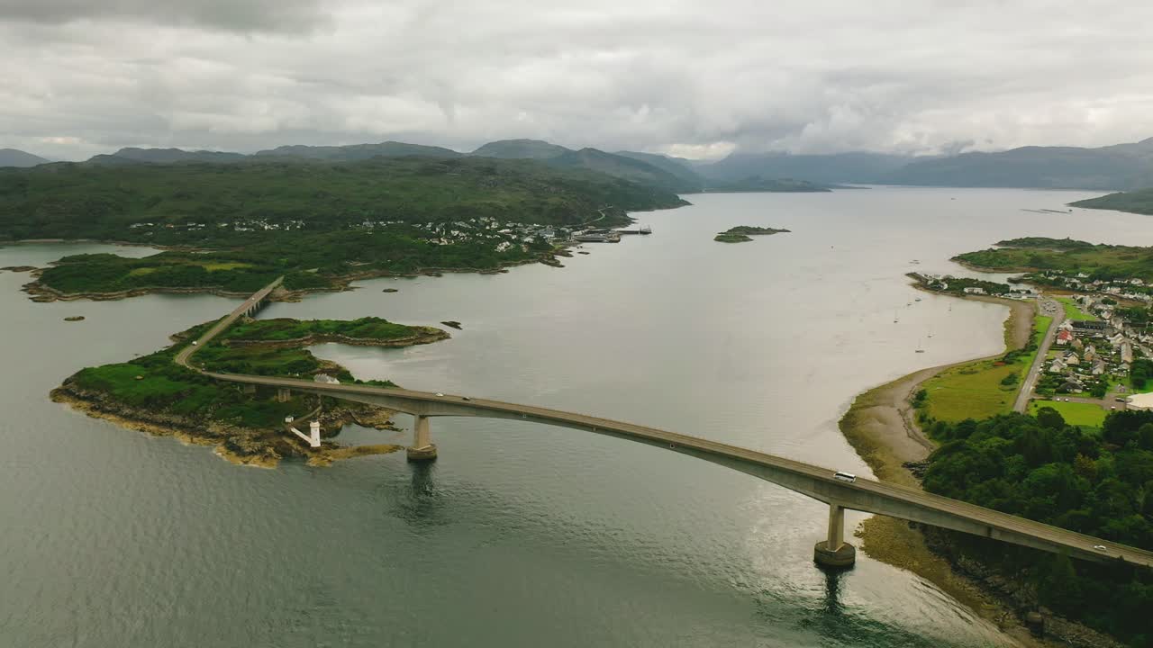 West of Scotland by Air: The Skye Bridge as a Portal to the Isle's Wonders, Kyle of Lochalsh into Isle of Skye on the West Coast of Scotland, Scottish Highlands, United Kingdom