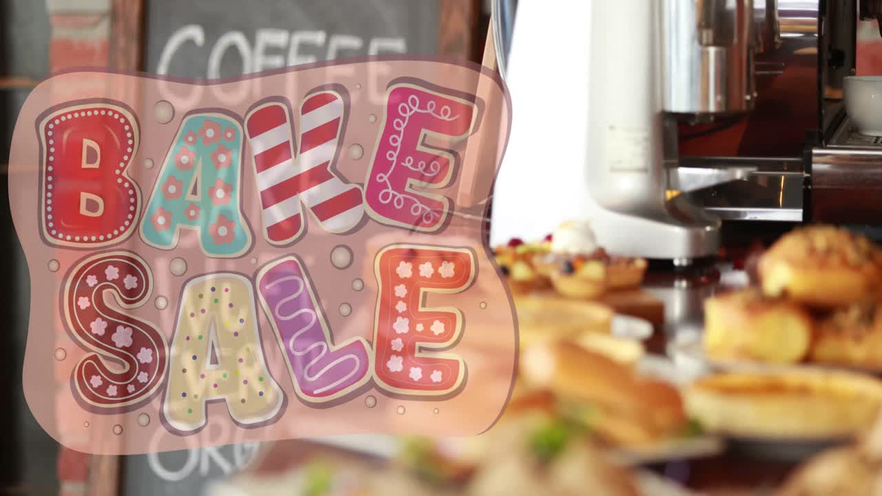 빈 베이커 위에 베이크 판매 텍스트의 애니메이션