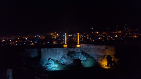 aerial night view of historical sanliurfa  in turkey. 4k footage in turkey