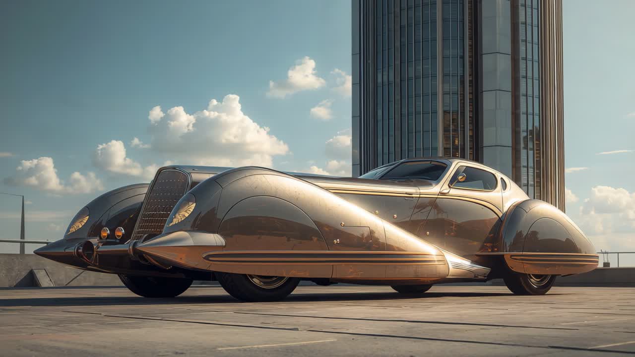 Art Deco Inspired Futuristic Classic Car