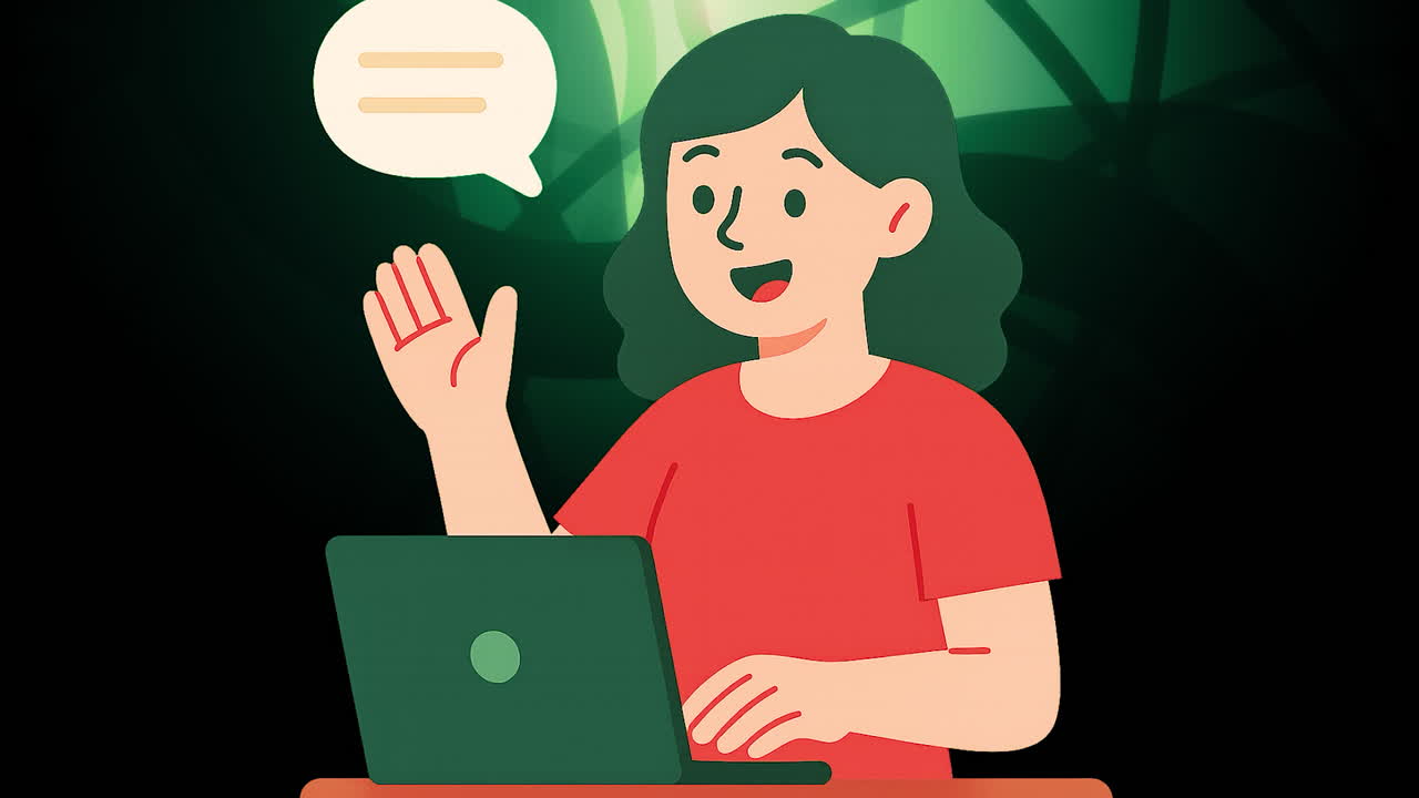 Woman on Laptop in Online Meeting