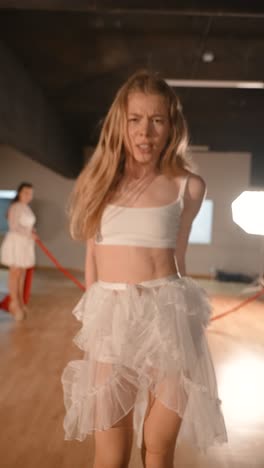 woman dancer in white dress