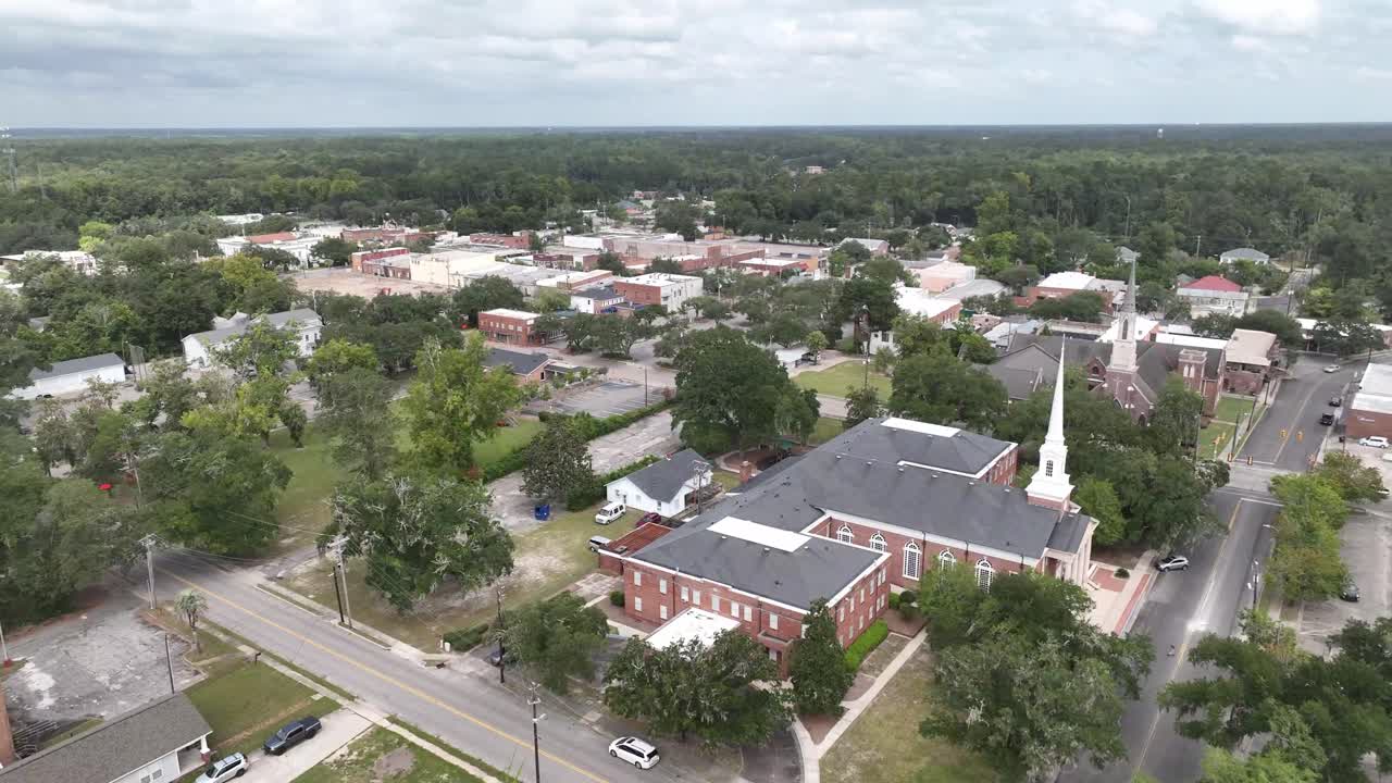 aerial over downtown walterboro sc