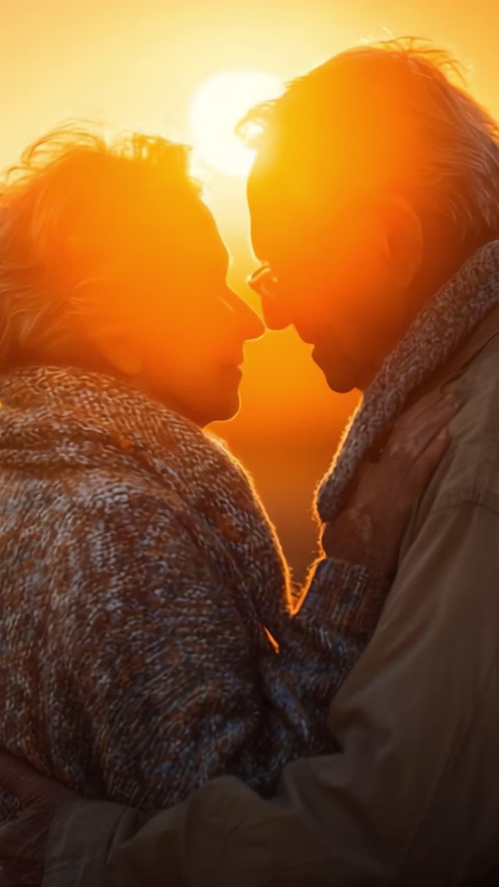 A Timeless Embrace: Cherishing Each Other Under the Golden Glow of Sunset, Celebrating Love and Connection Through the Years