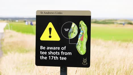 caution sign for golfers at 17th tee